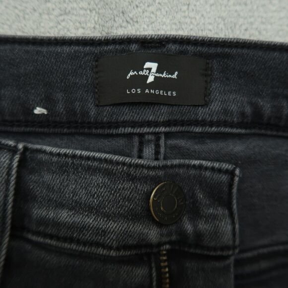 7 For All Mankind Jeans Women's 27 Gray Mid-Rise Skinny 28" Inseam Distressed - Picture 12 of 16